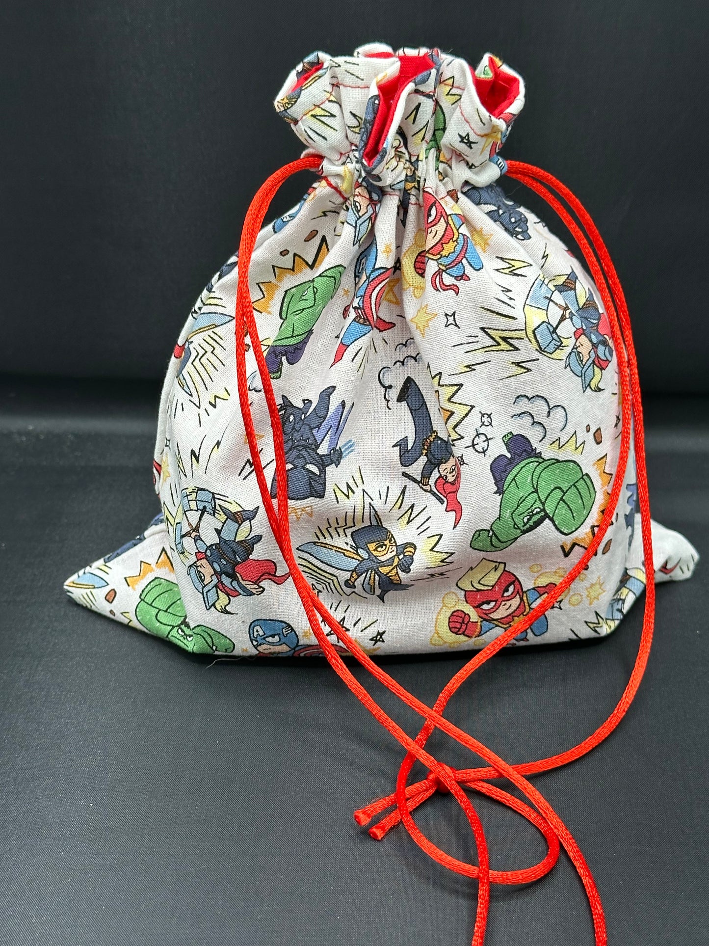 Super heroes cartoon draw string bag