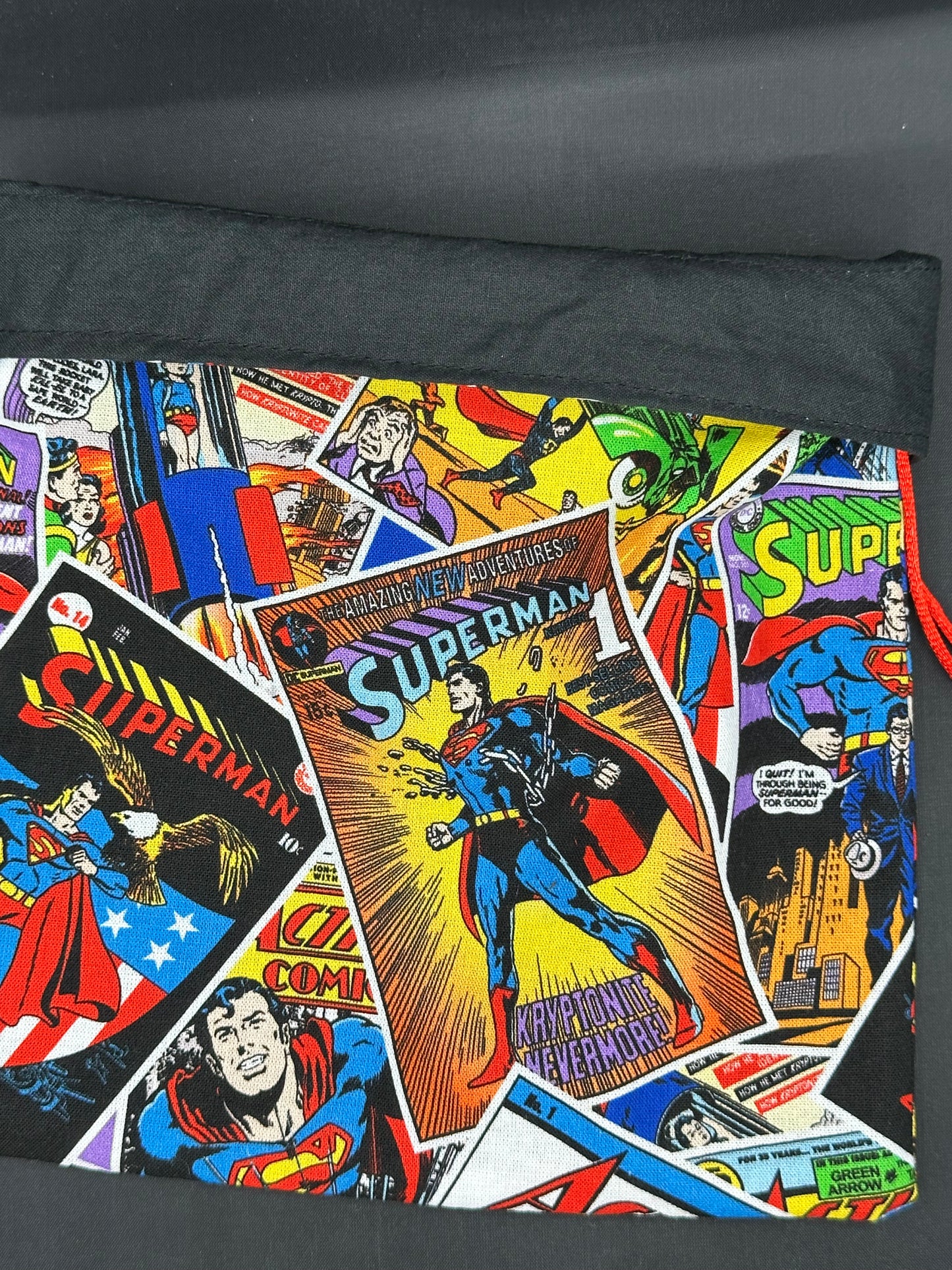 Superman comic draw string bag