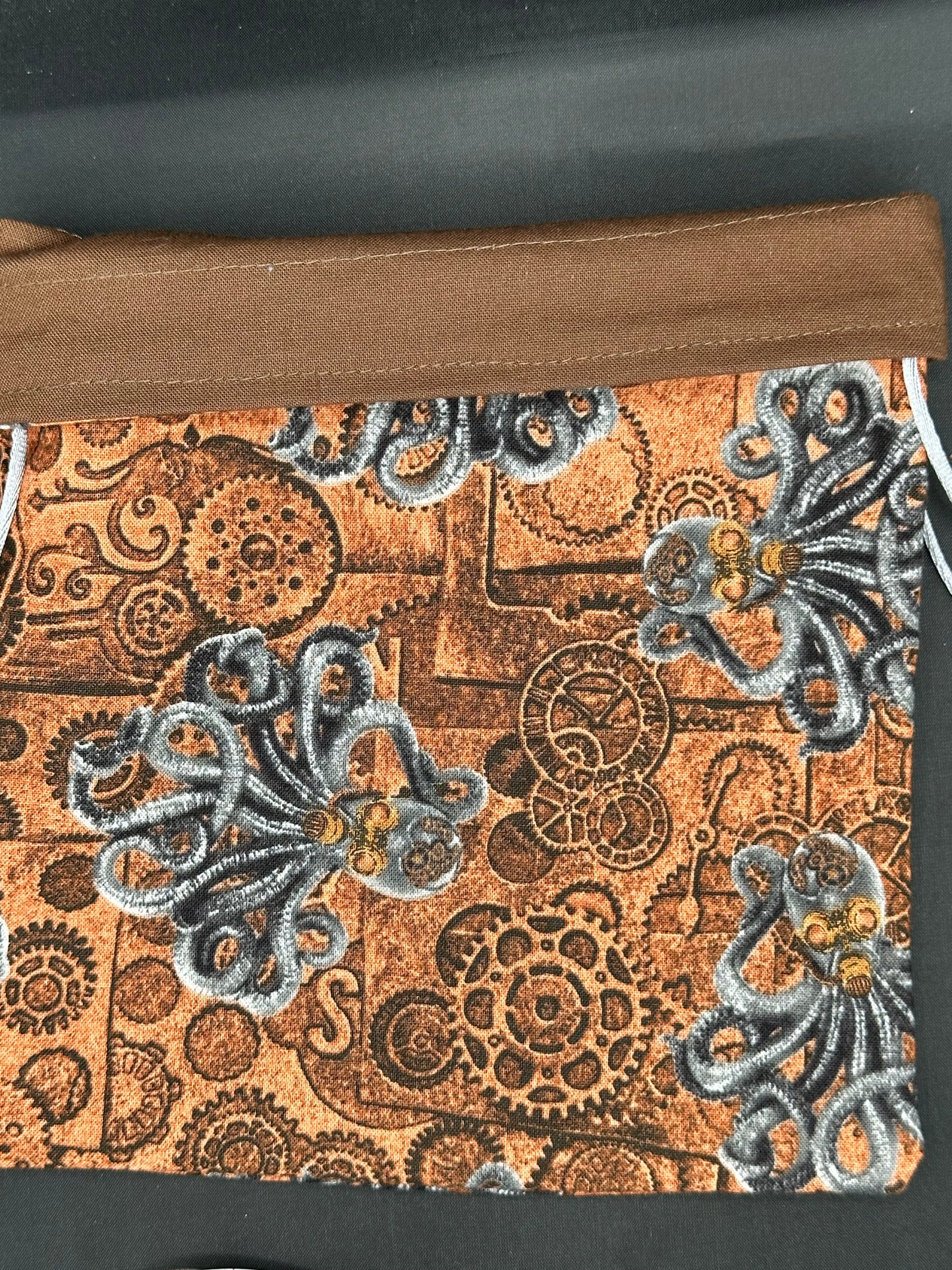 steam punk octopus draw string bag