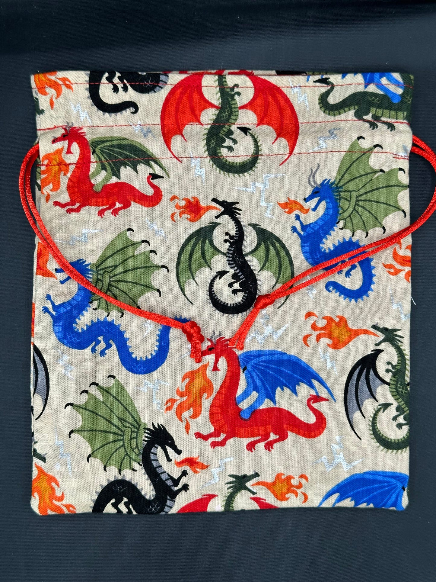 Multi-colored dragons on tan