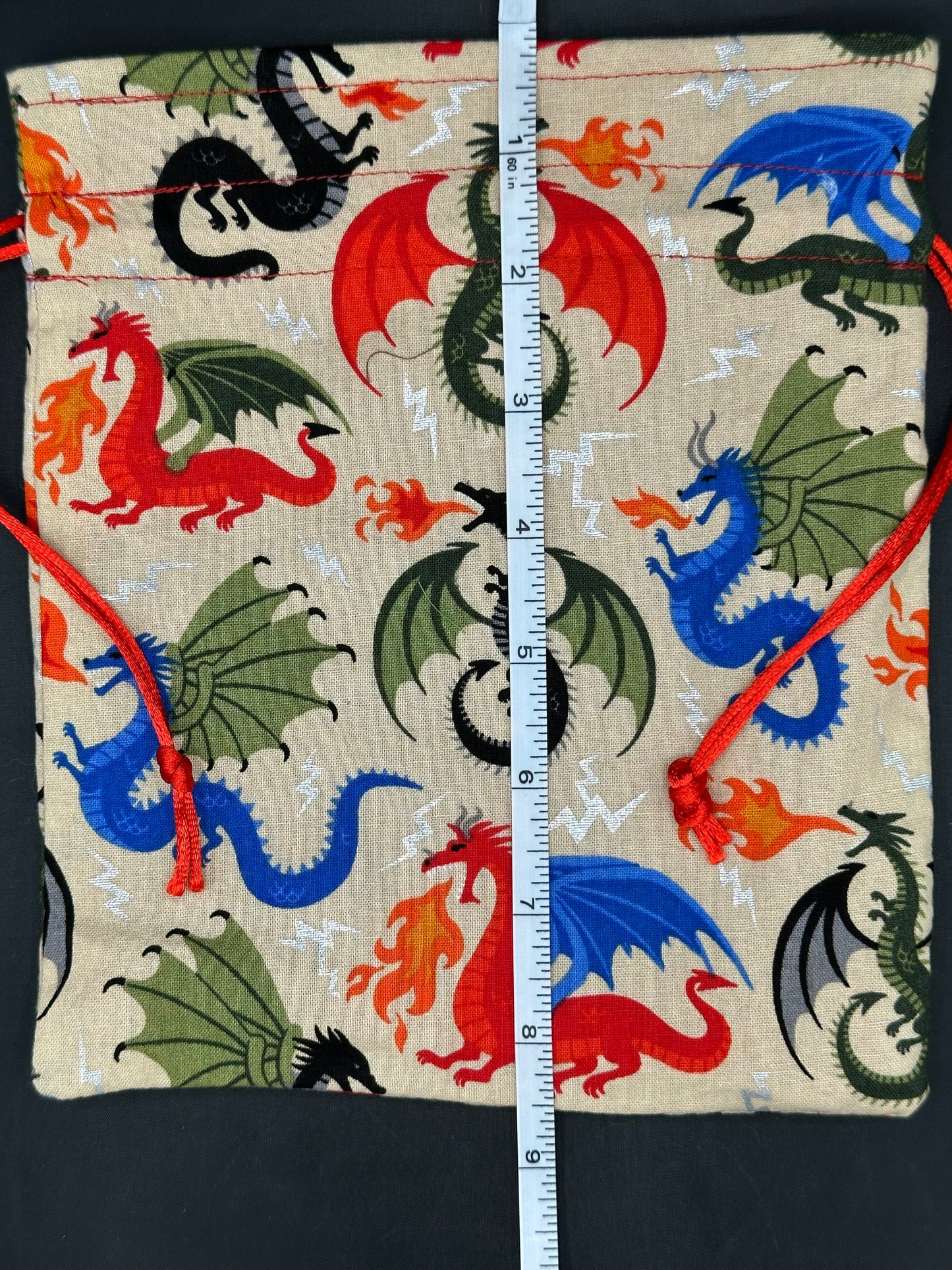 Multi-colored dragons on tan