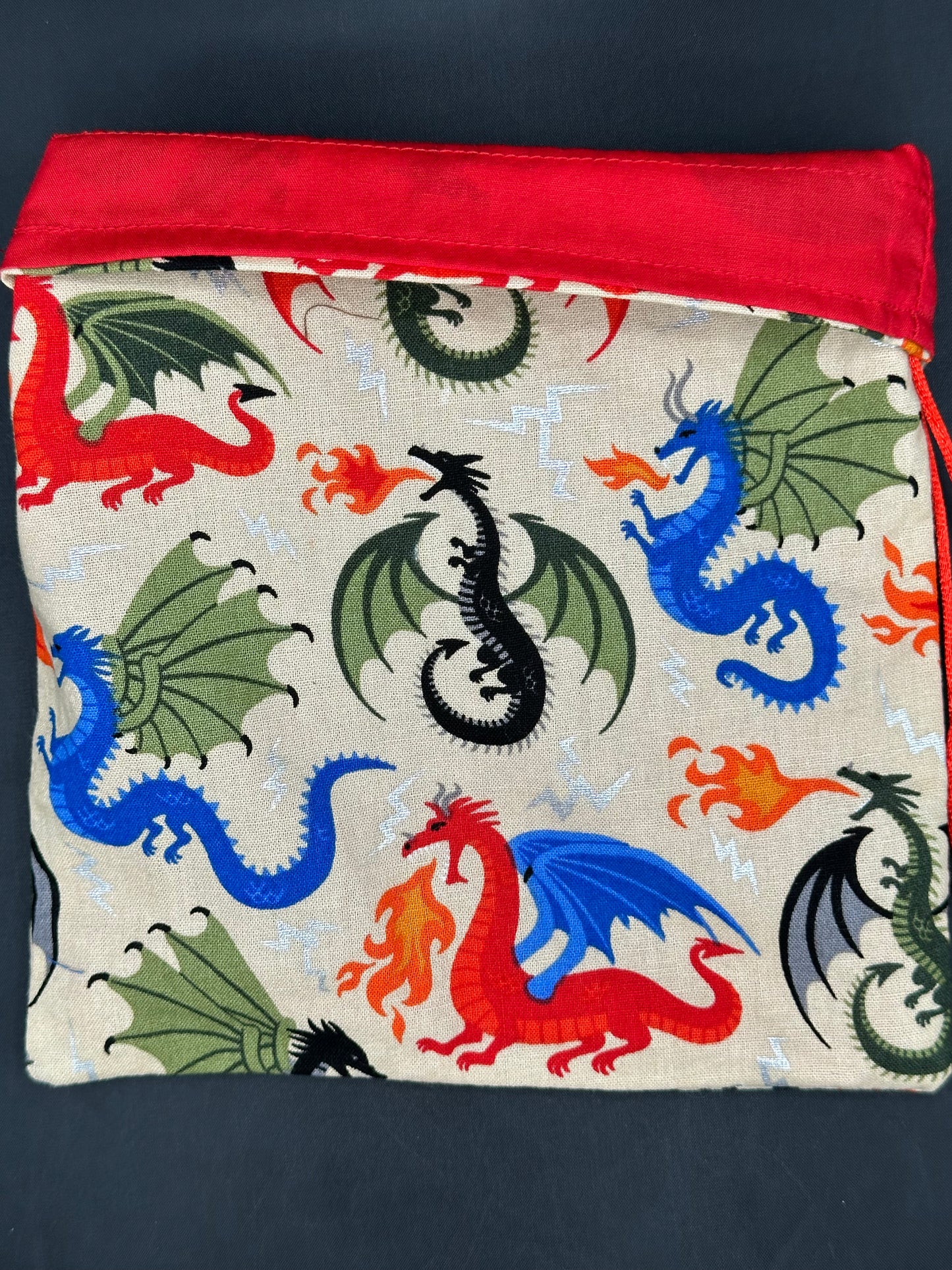 Multi-colored dragons on tan