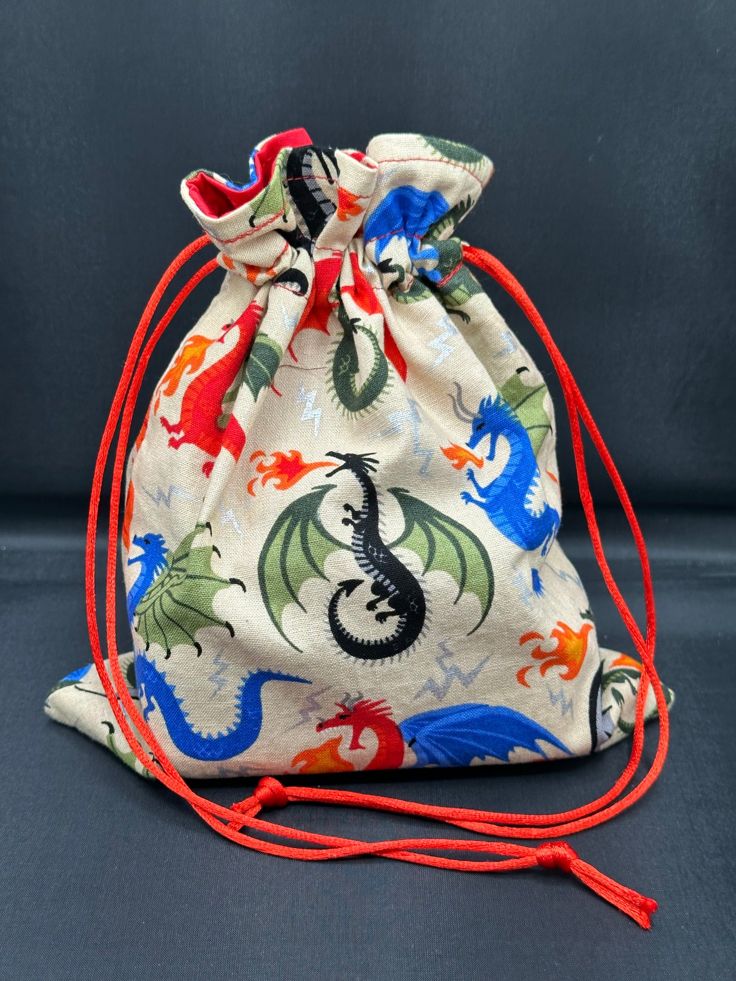 Multi-colored dragons on tan