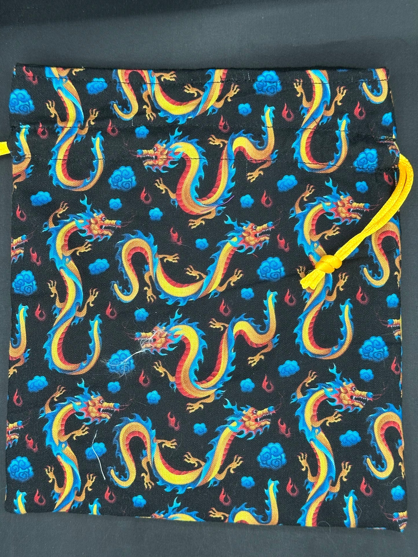 Colorful Chinese dragons draw string bag