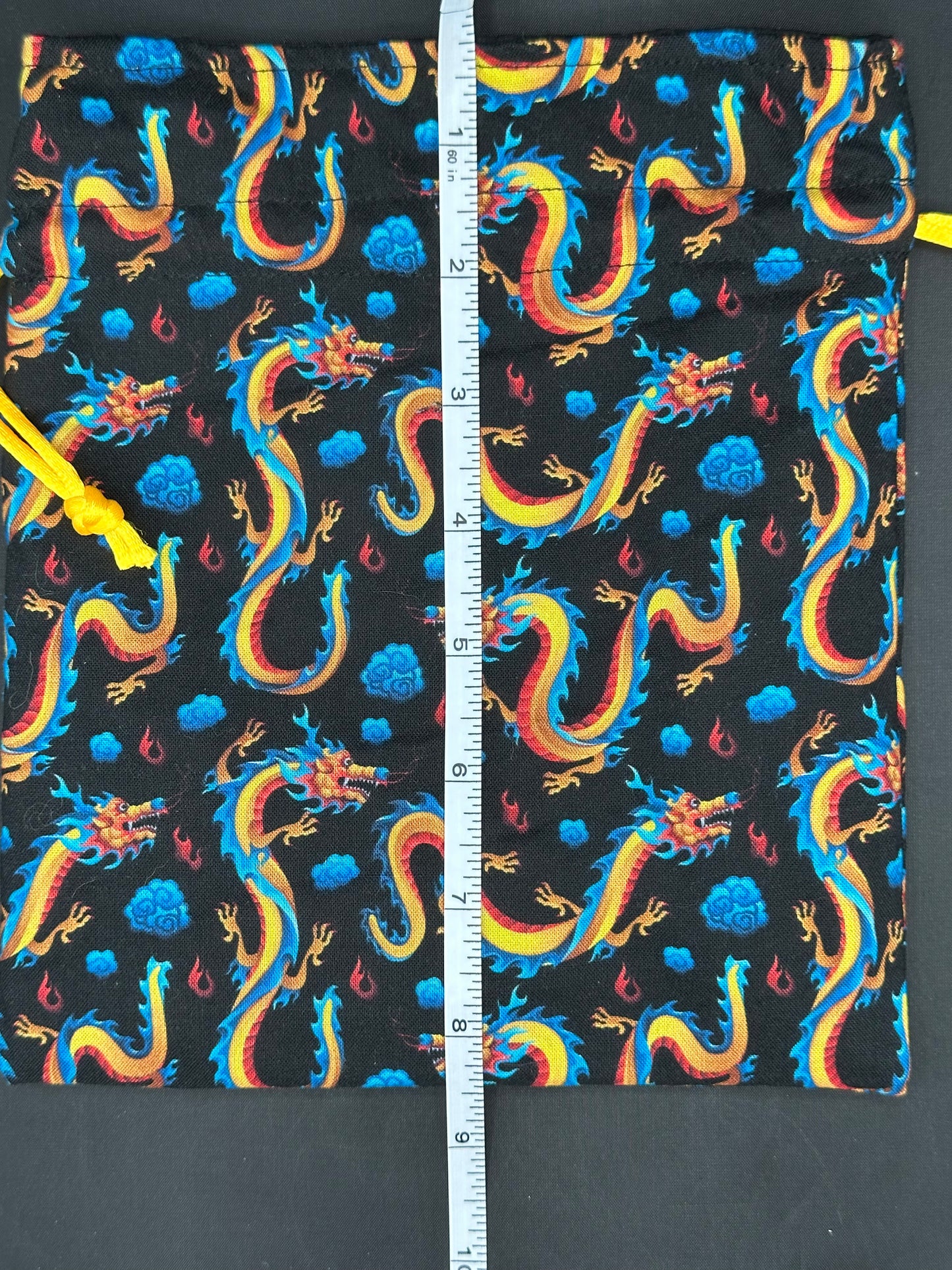 Colorful Chinese dragons draw string bag