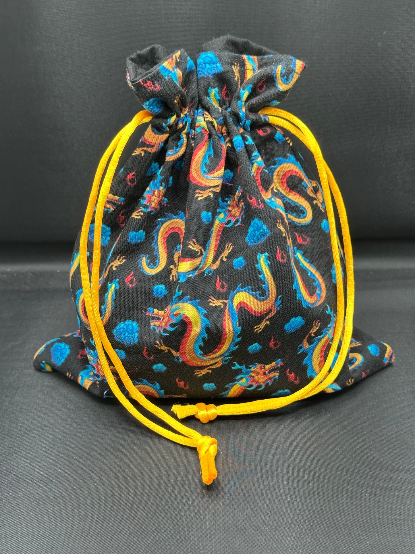 Colorful Chinese dragons draw string bag