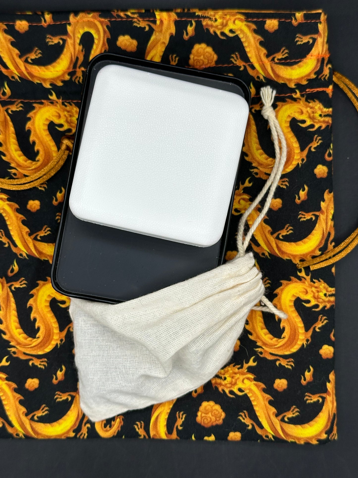 gold Chinese dragons draw string bag