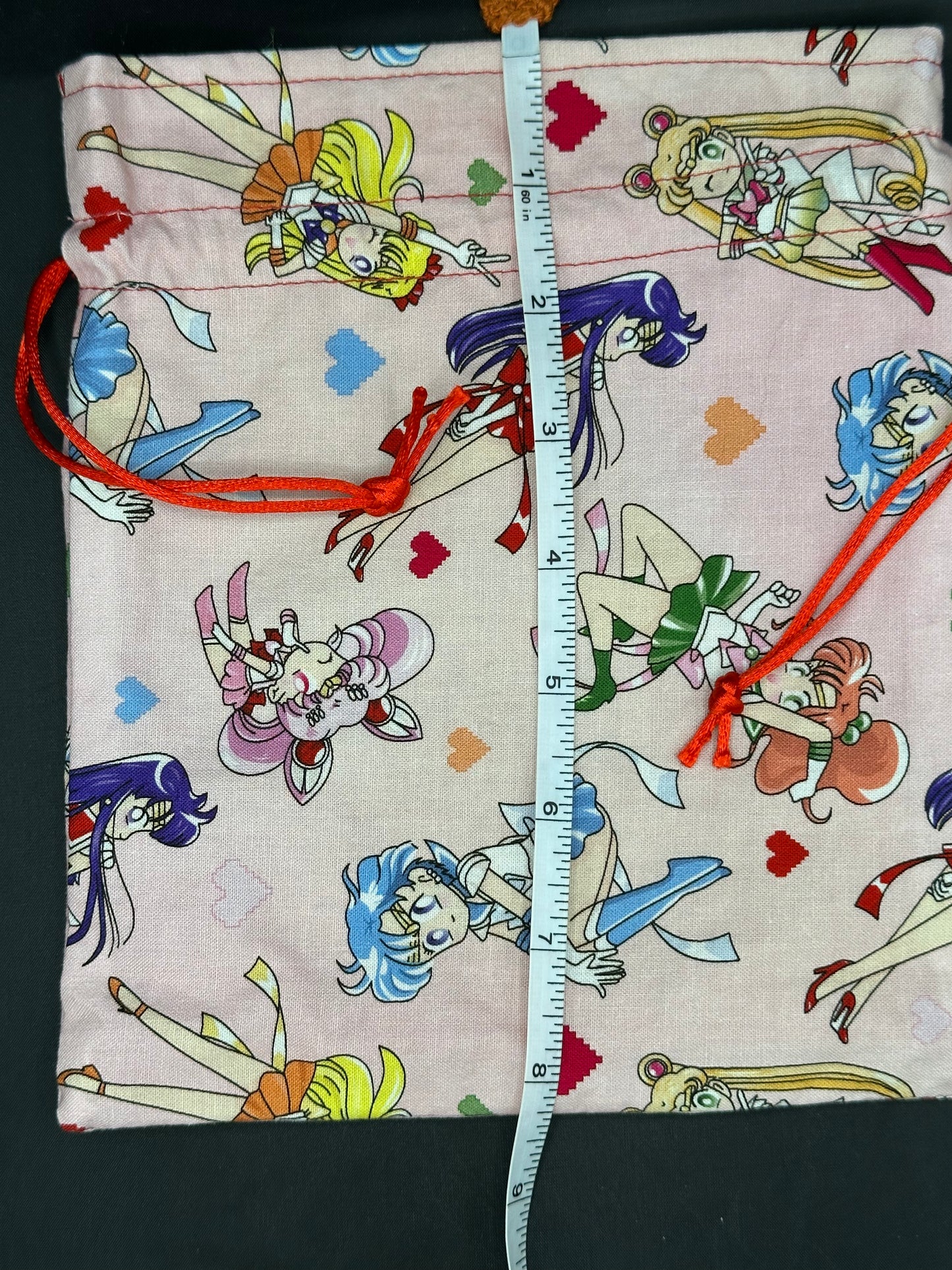sailor moon on pink draw string bag