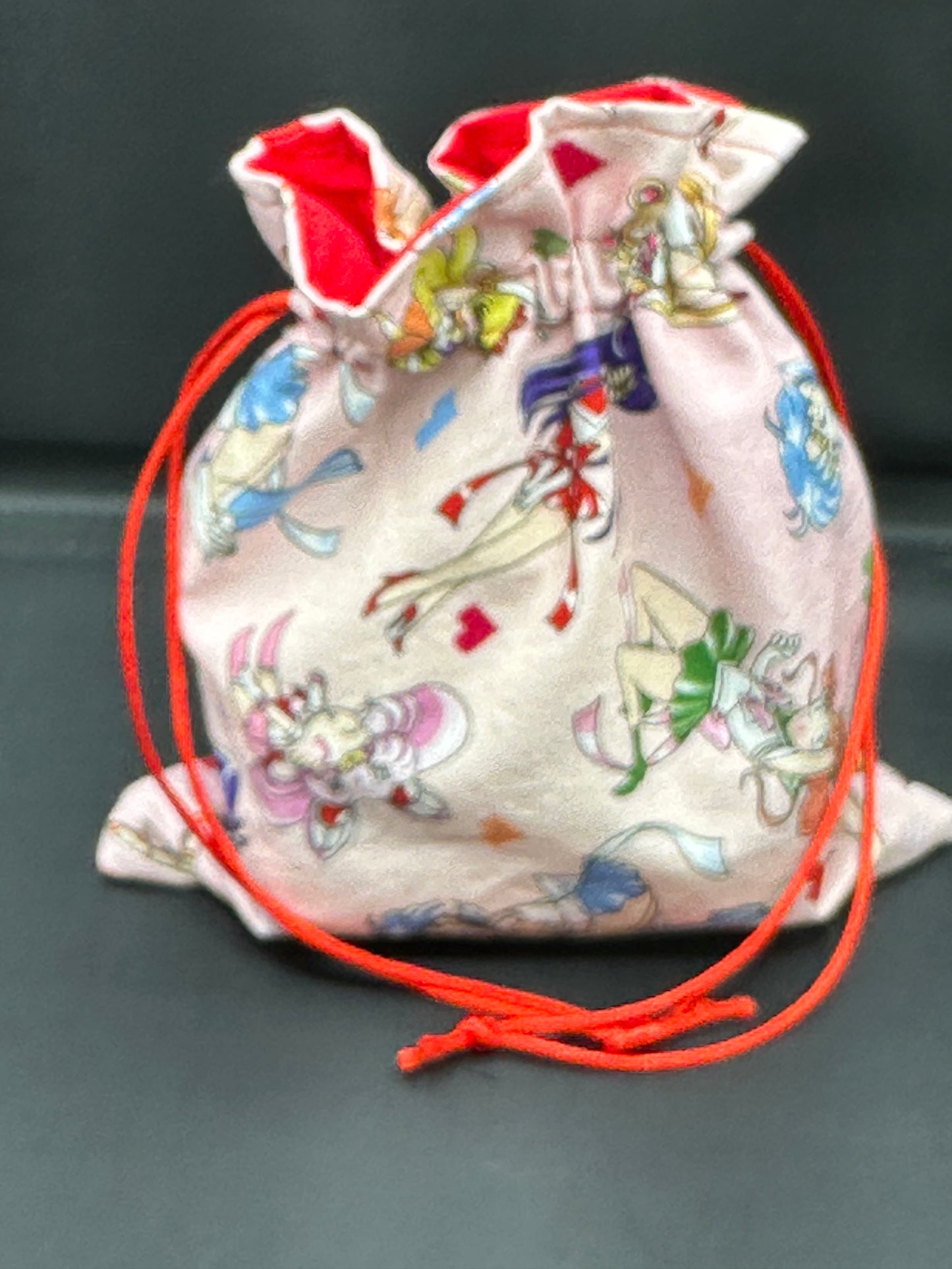 sailor moon on pink draw string bag