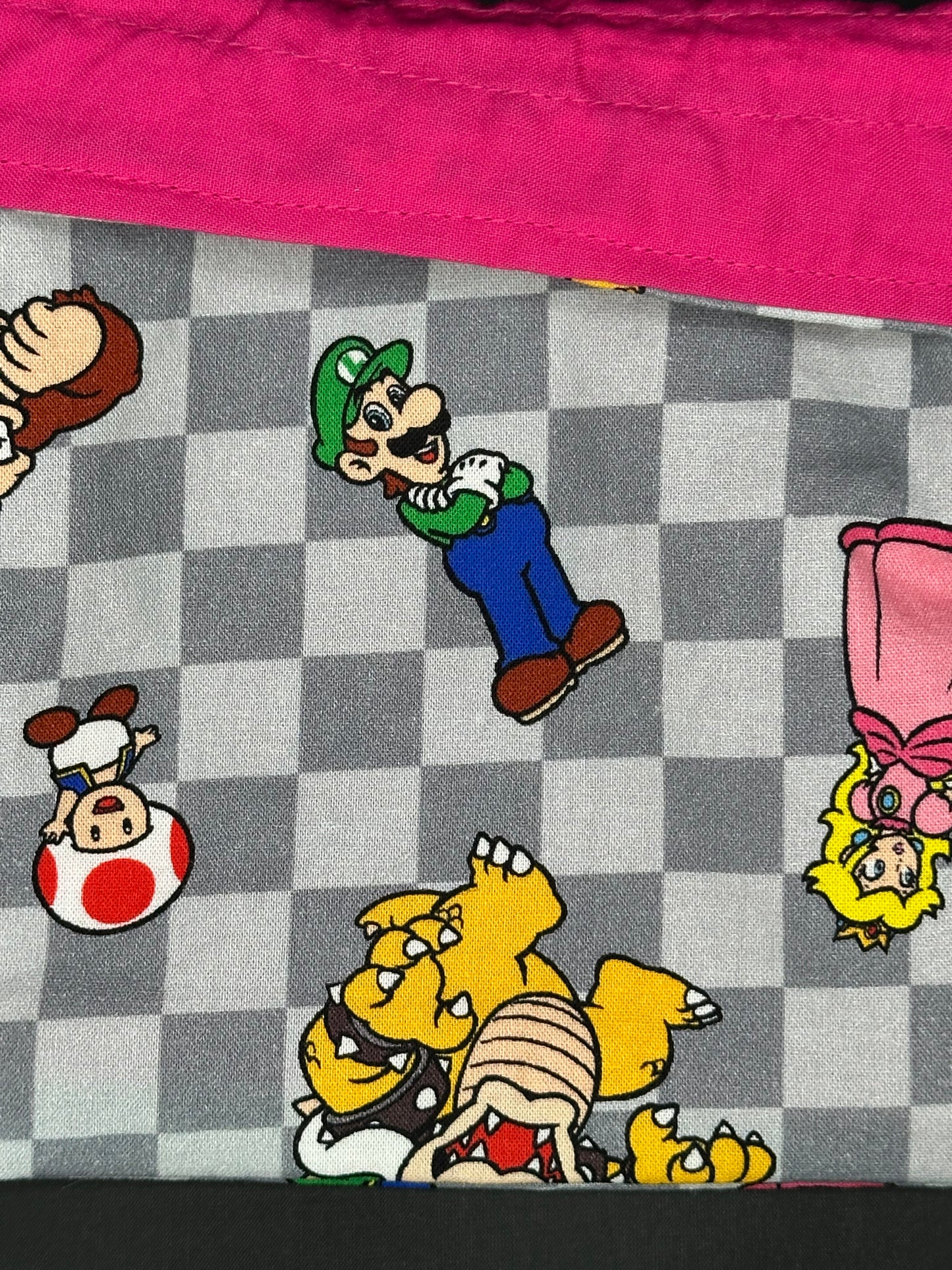 mario - grey squares draw string bag