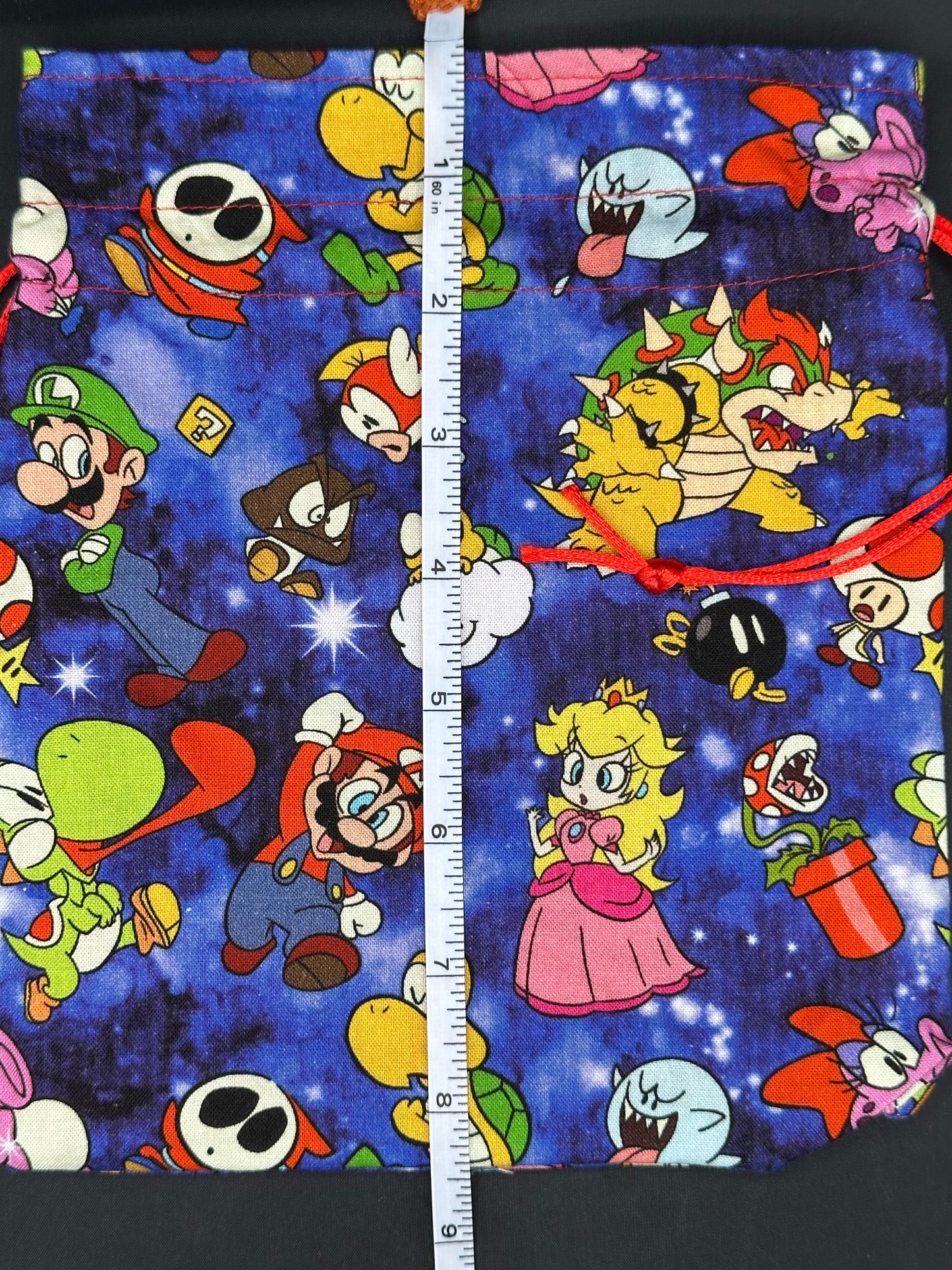 Mario characters on purple background - drawstring