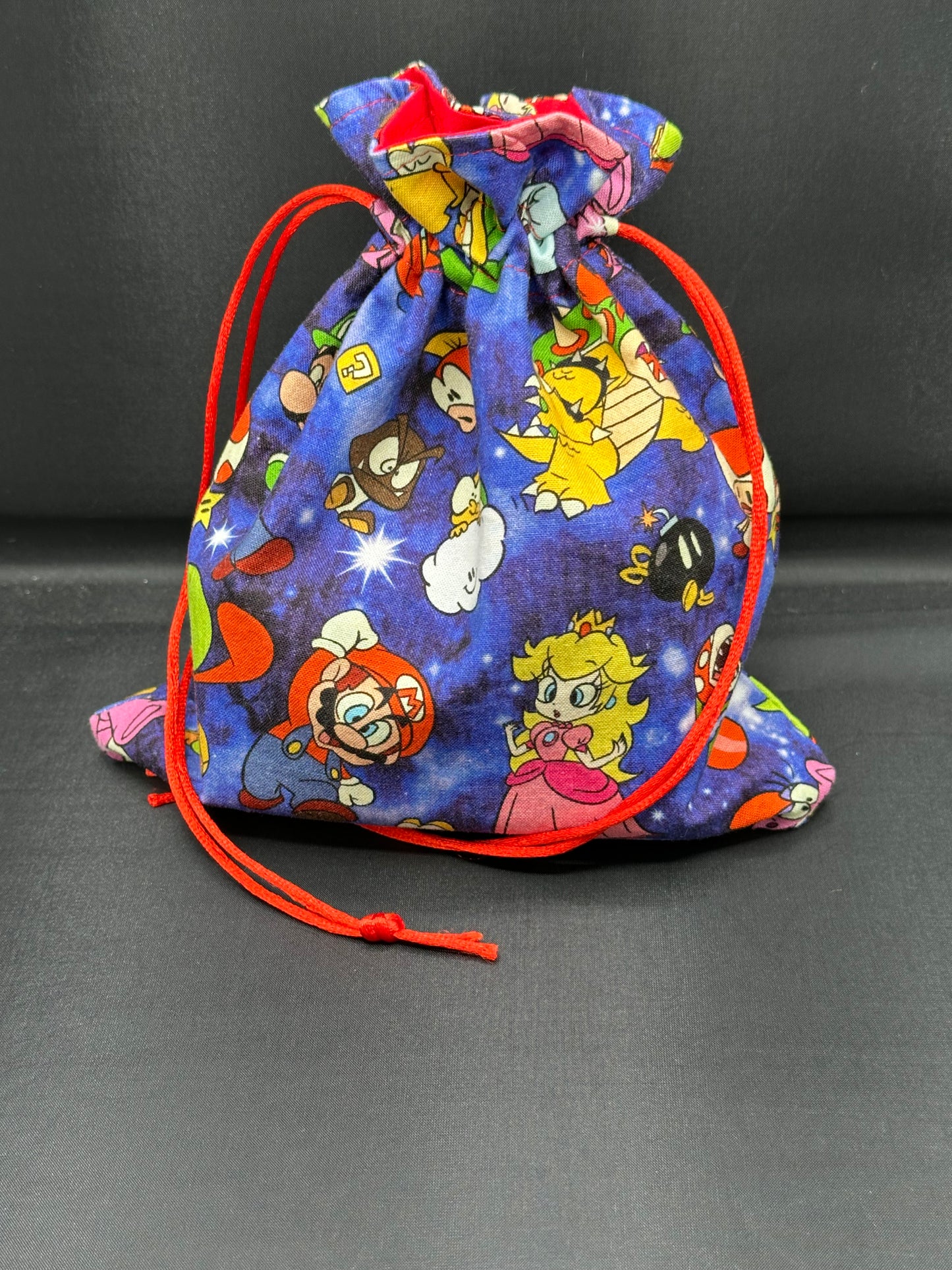Mario characters on purple background - drawstring