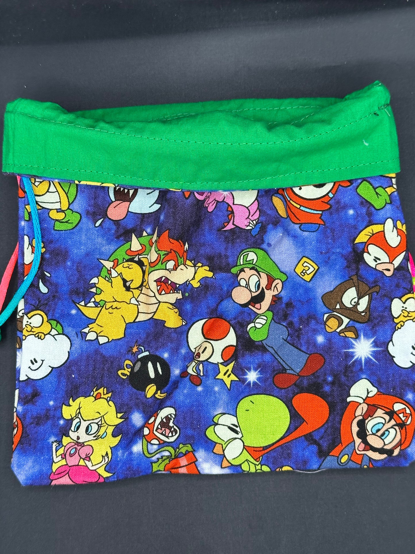 Mario characters on purple background - drawstring