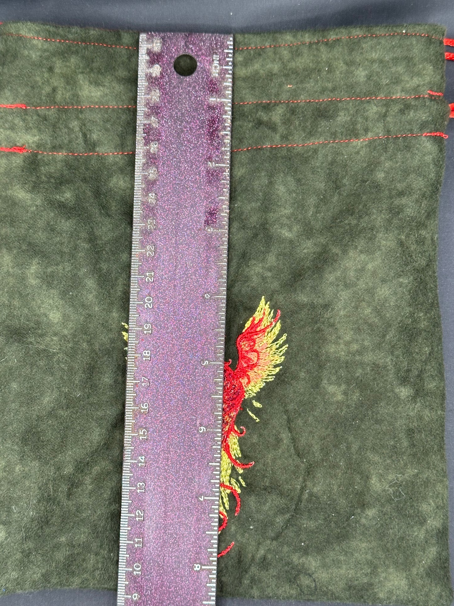 Embroidered phoenix draw string bag