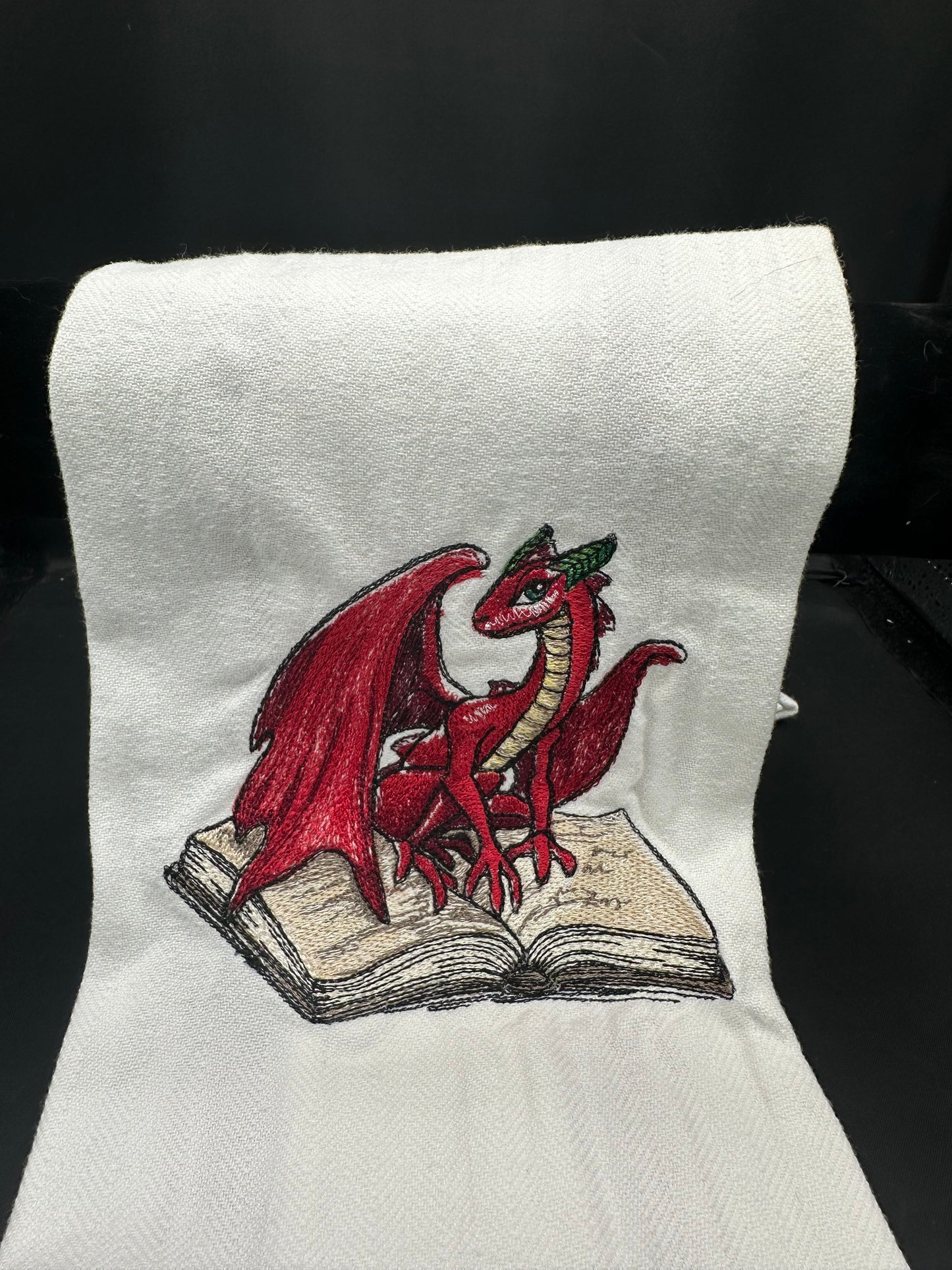 dragon on book towel