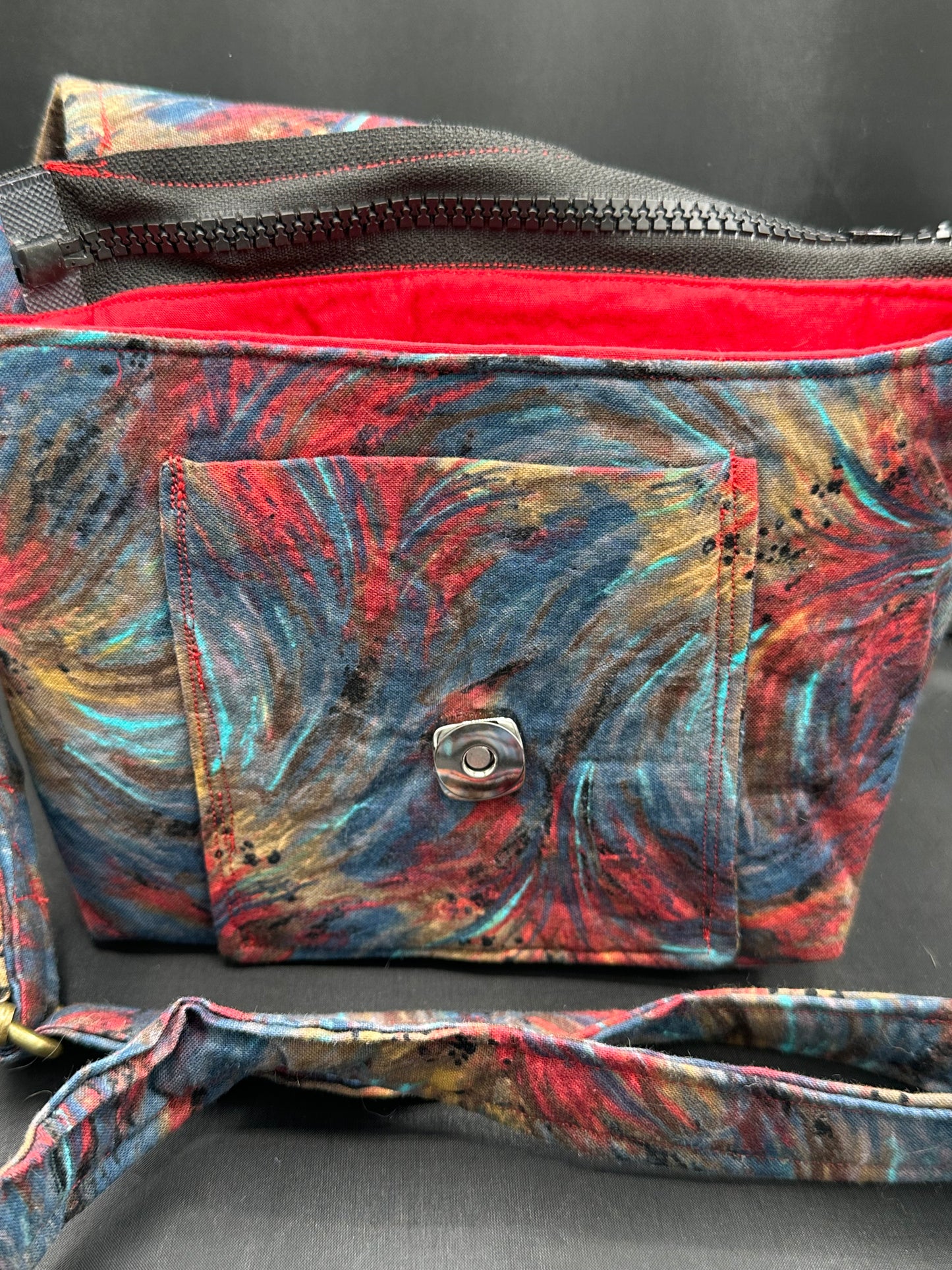 Red and blue splash 7" purse