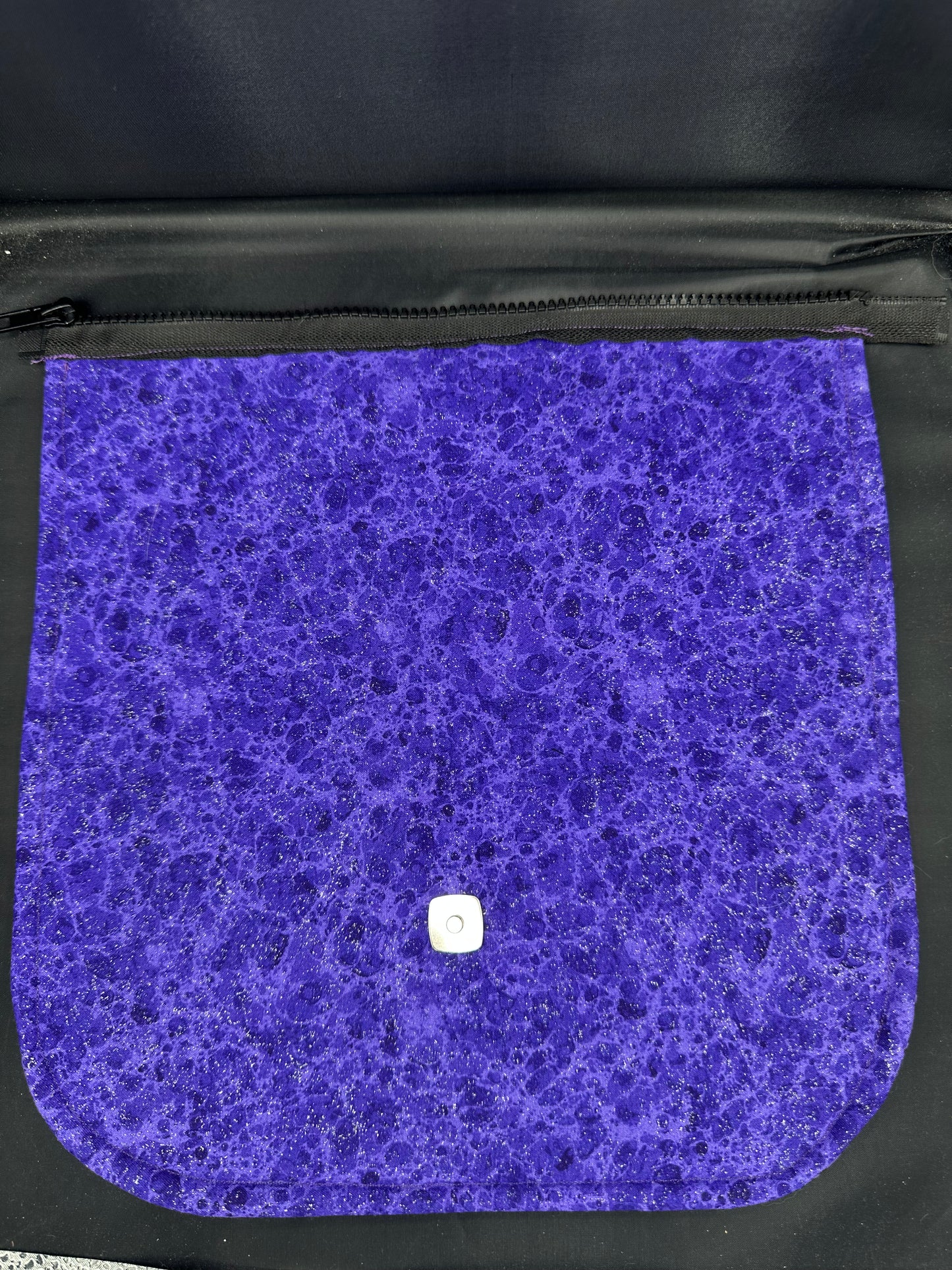 D20 dice on black background 12" purse flap