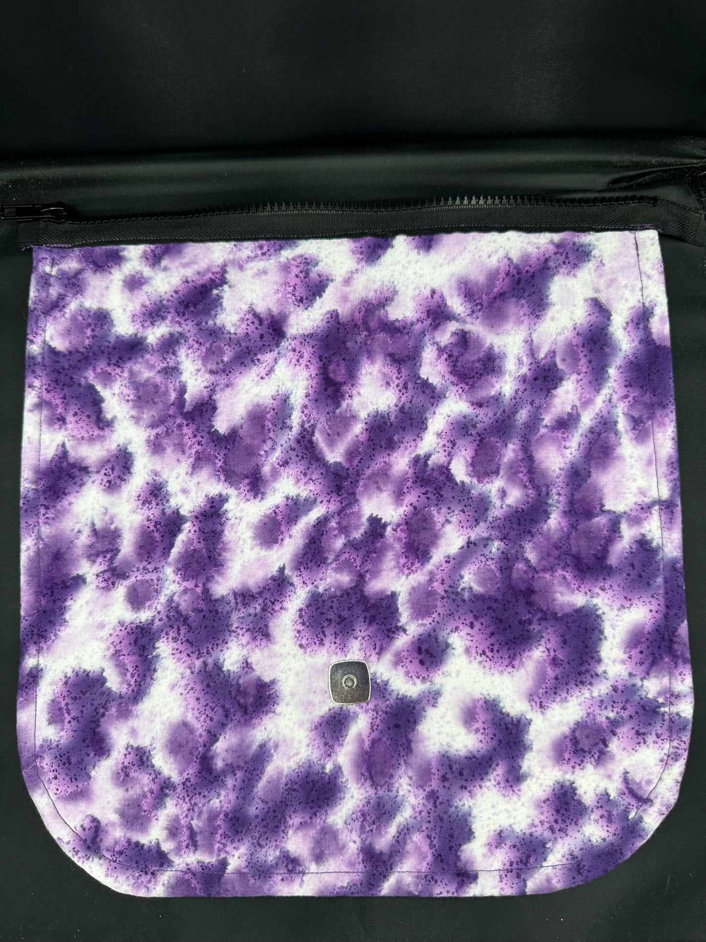 Purple Dragon white background 12" purse flap