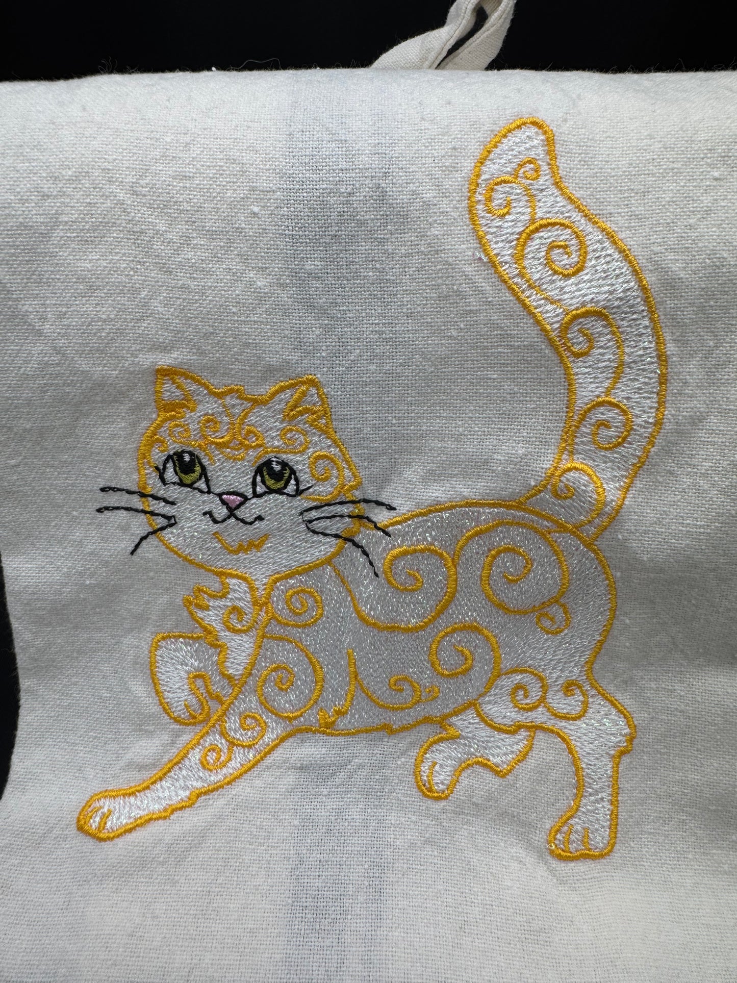 white & orange cat - mylar towel