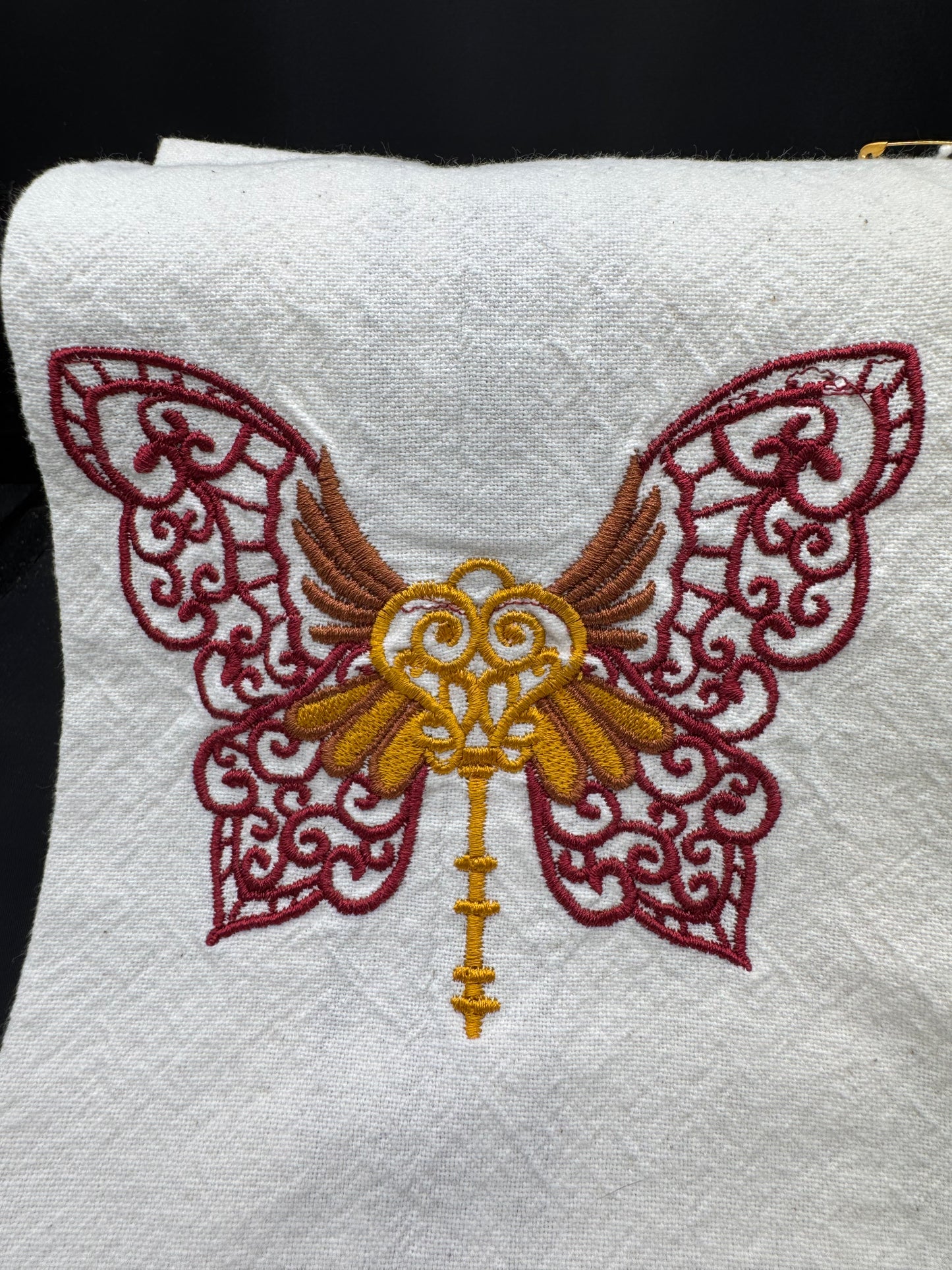 Steampunk butterfly key towel
