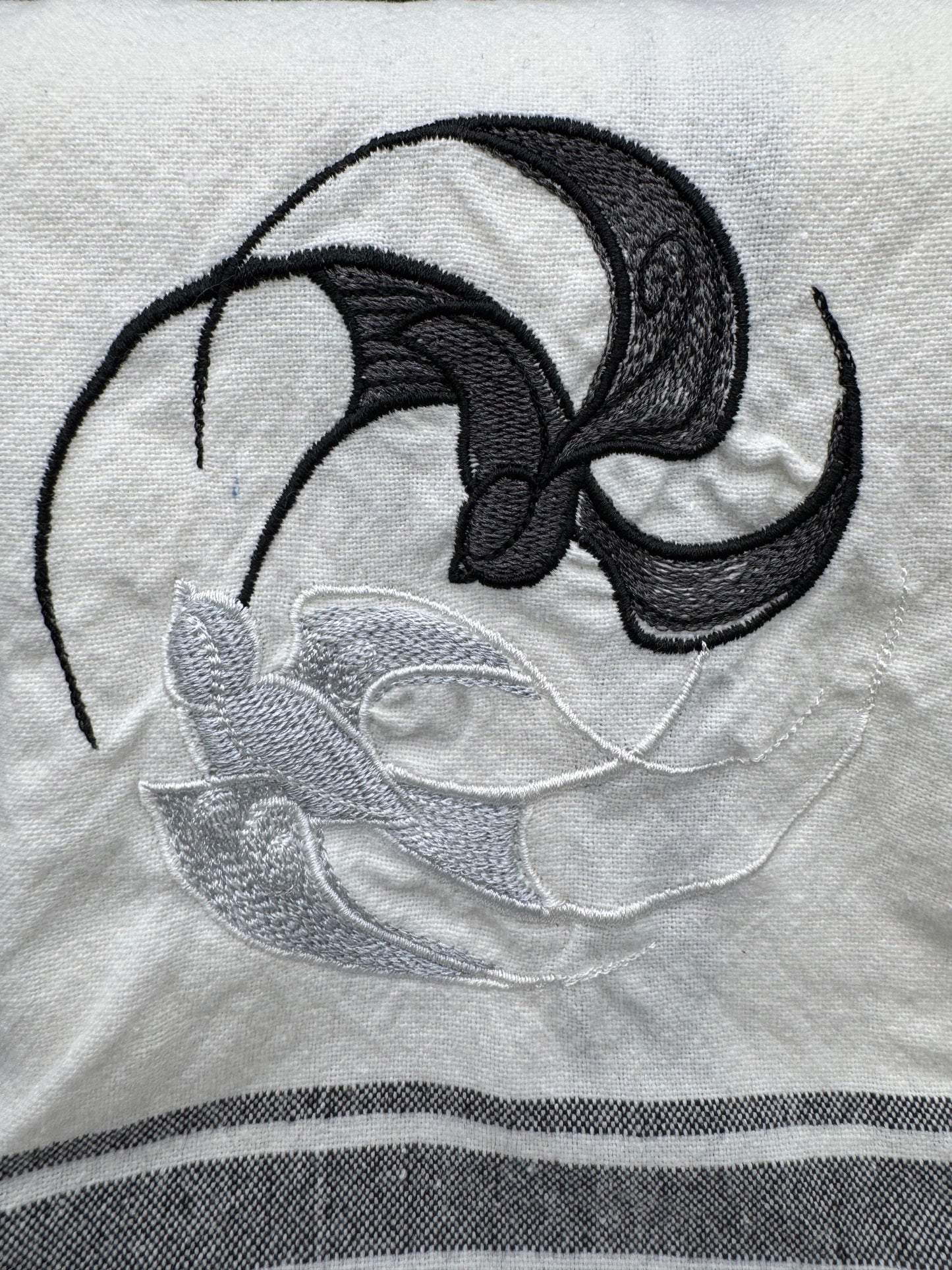 ying yang birds towel