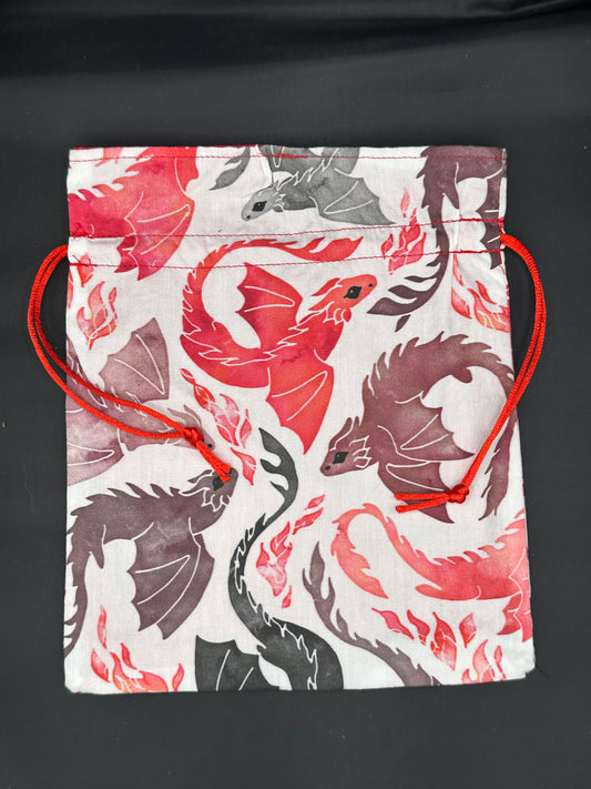 dragons - red and grey drawstring