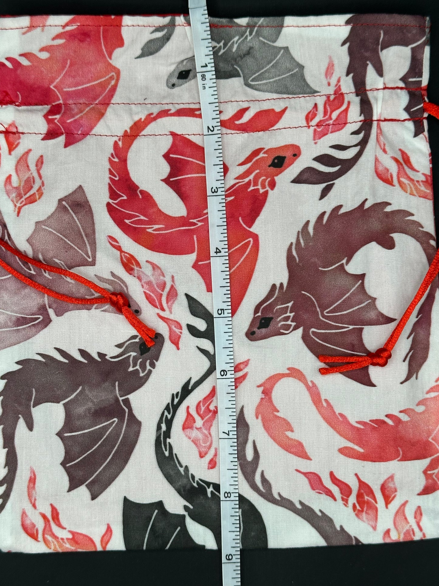 dragons - red and grey drawstring