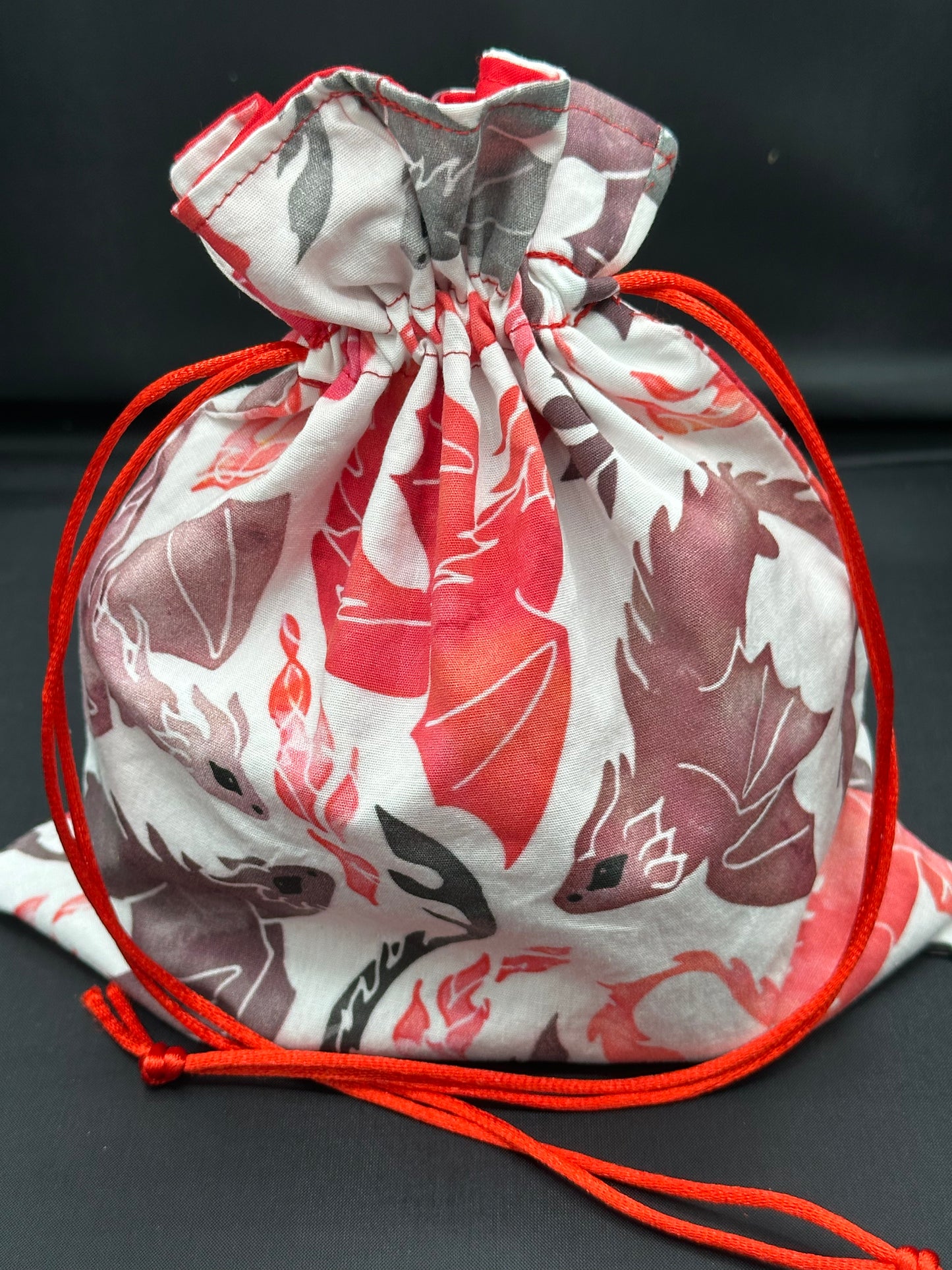dragons - red and grey drawstring
