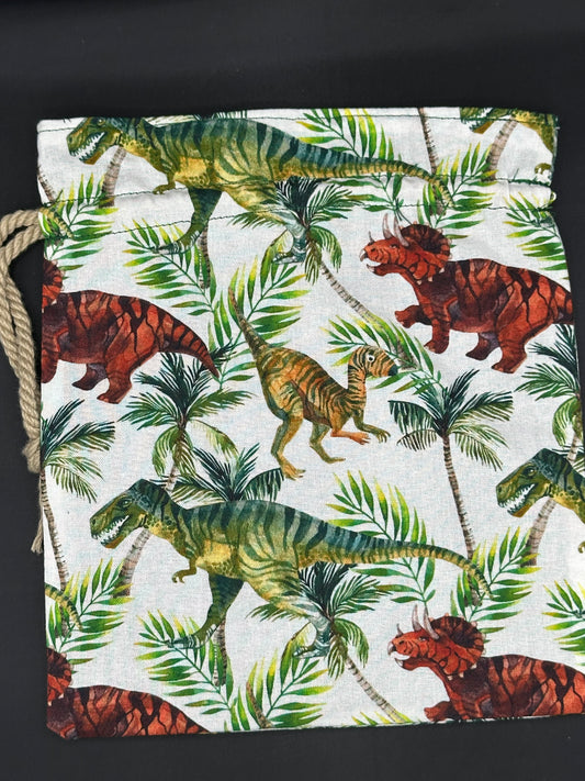 t-rex draw string bag