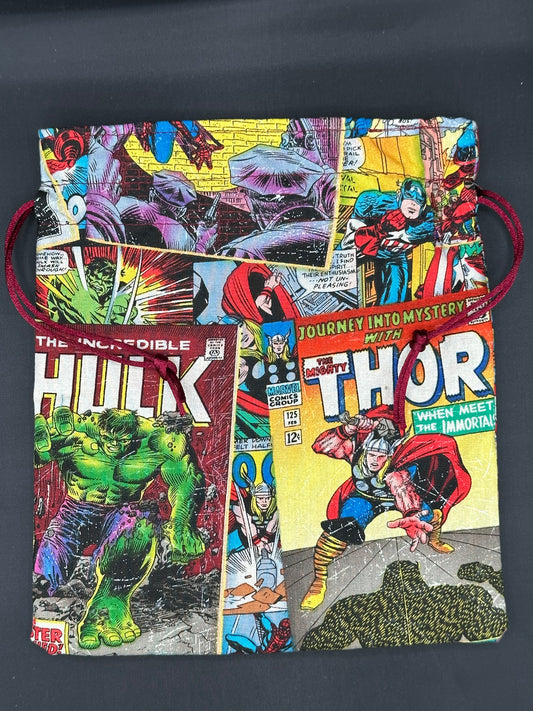 Super heroes comics draw string bag