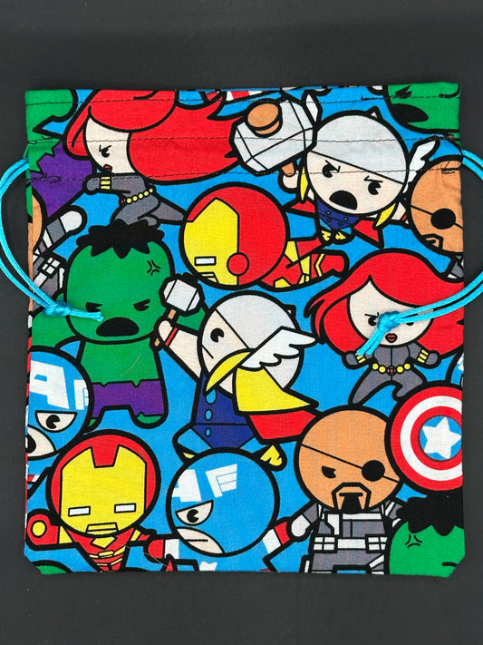 super heroes -pop figures draw string bag