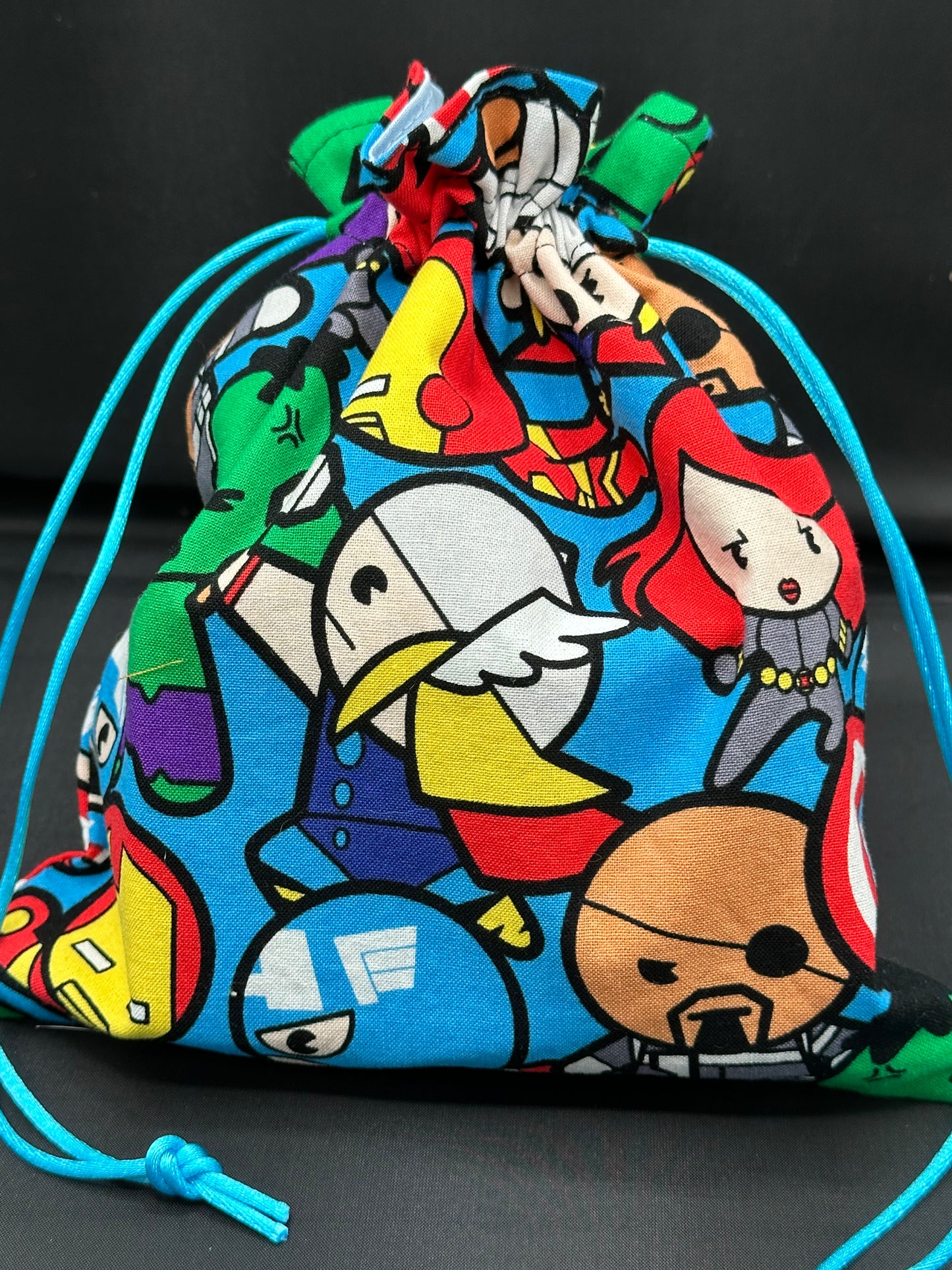 super heroes -pop figures draw string bag