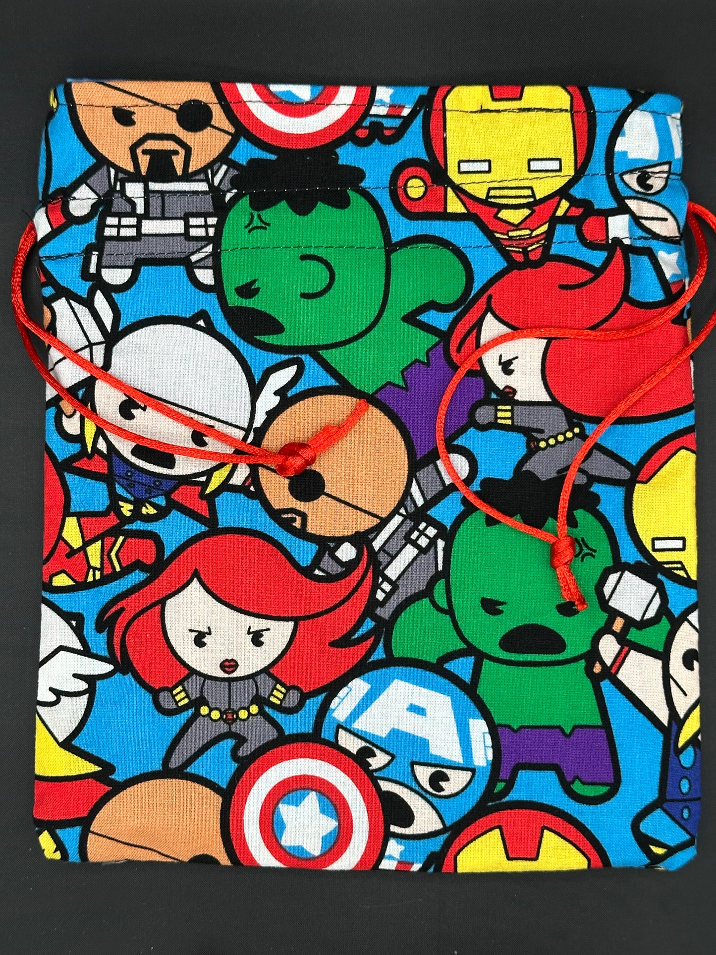 super heroes -pop figures draw string bag
