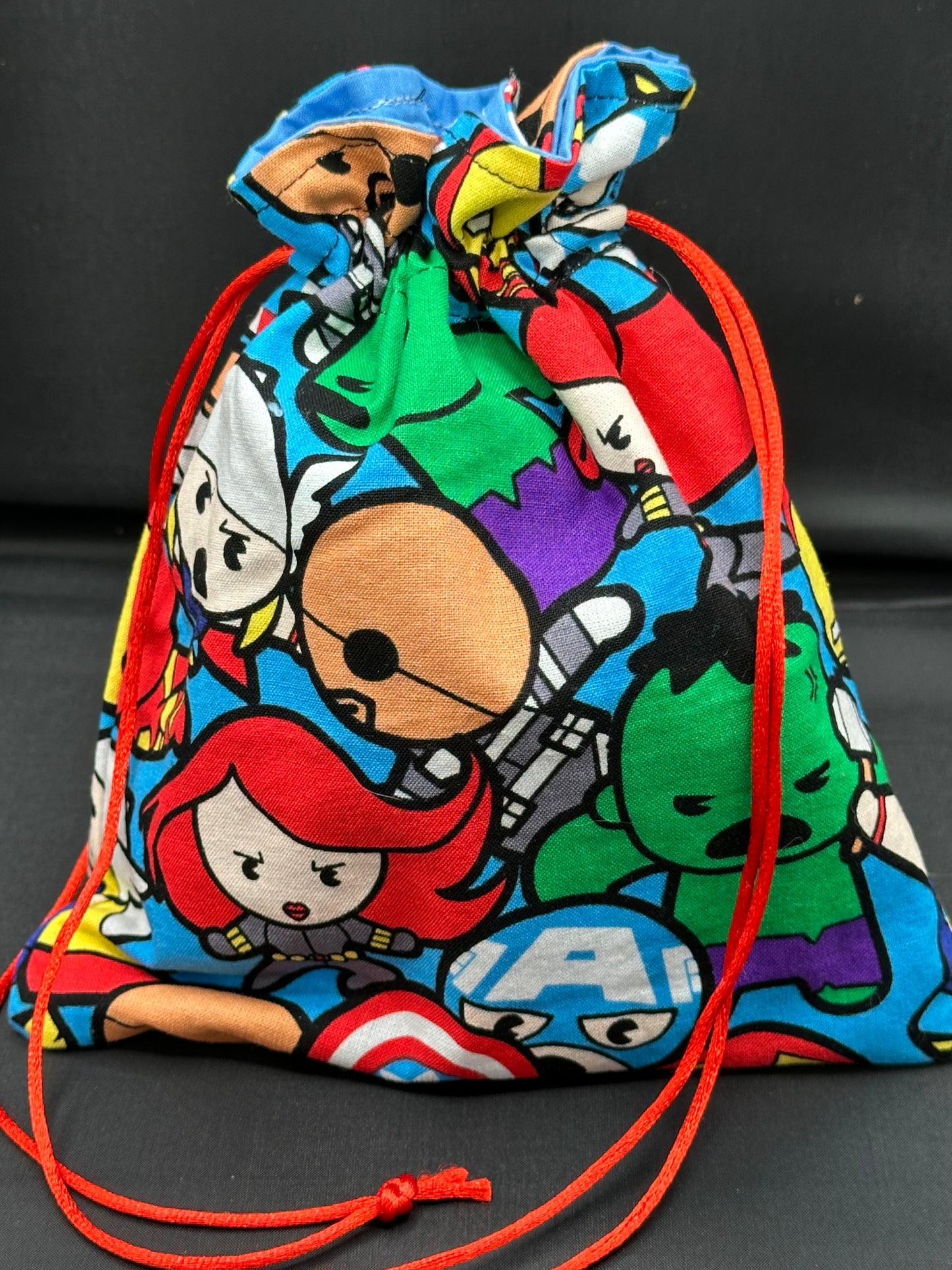 super heroes -pop figures draw string bag