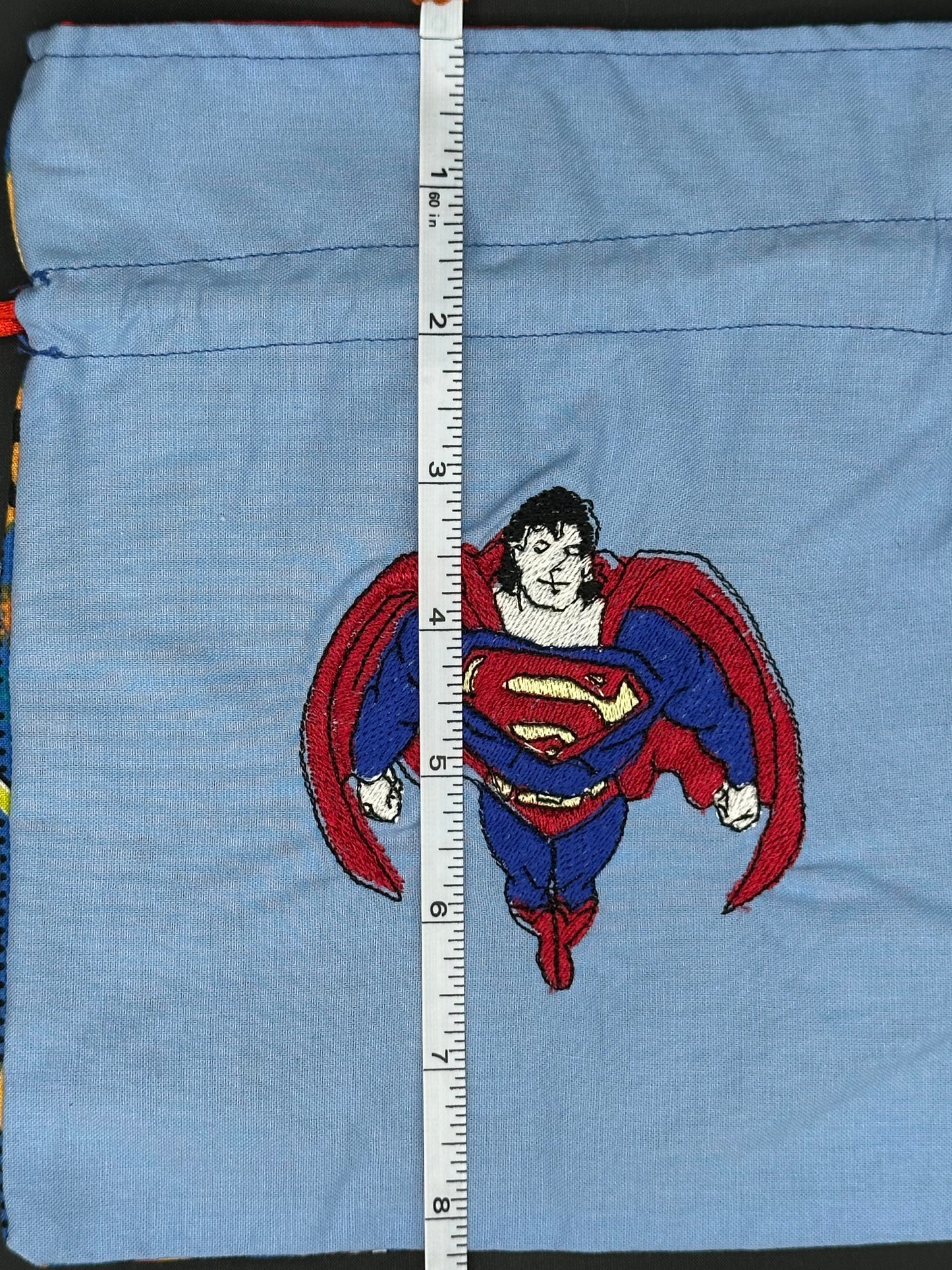 Embroidered Superman draw string bag