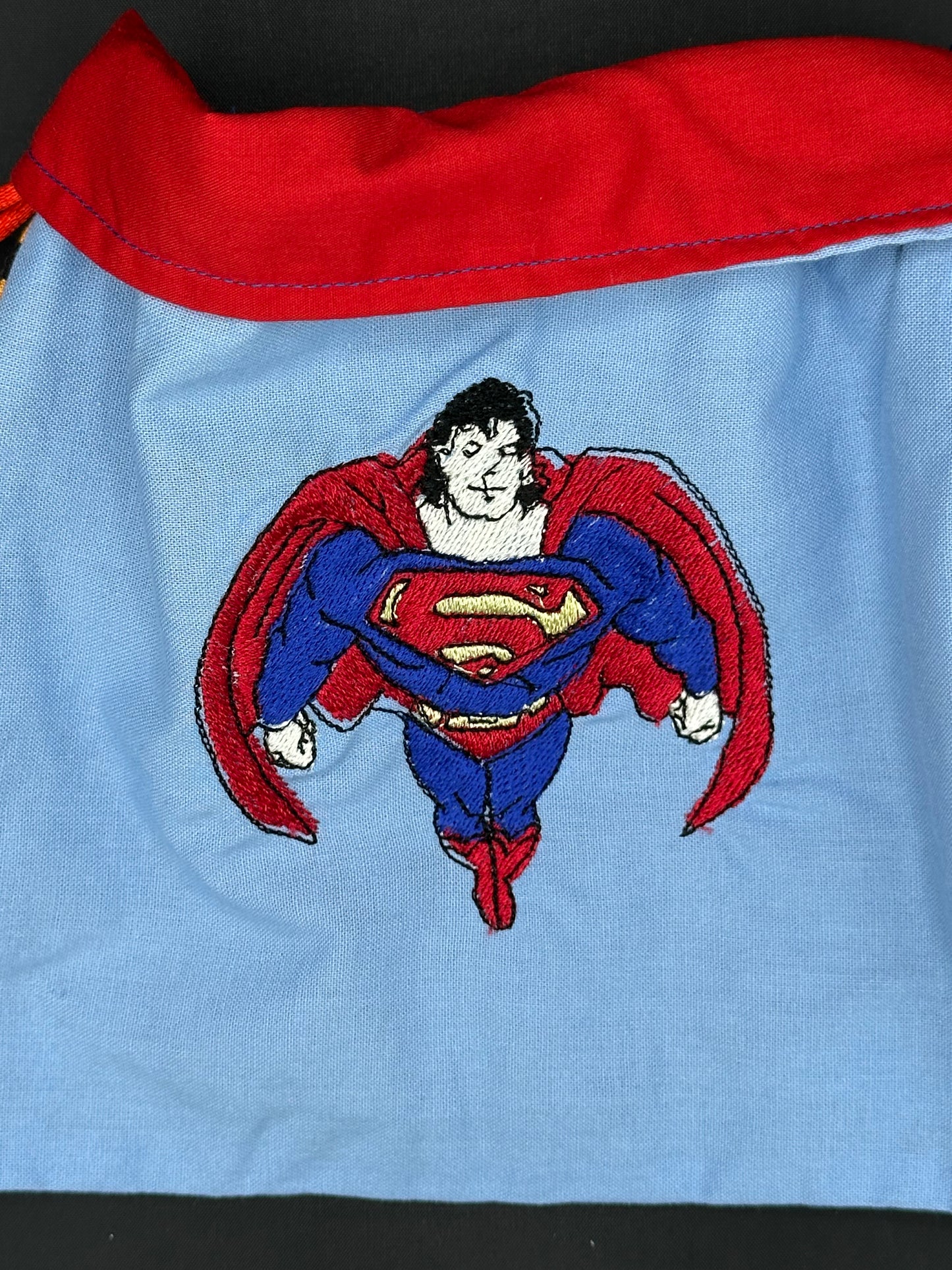 Embroidered Superman draw string bag