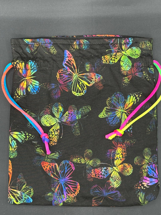 butterflies on black draw string