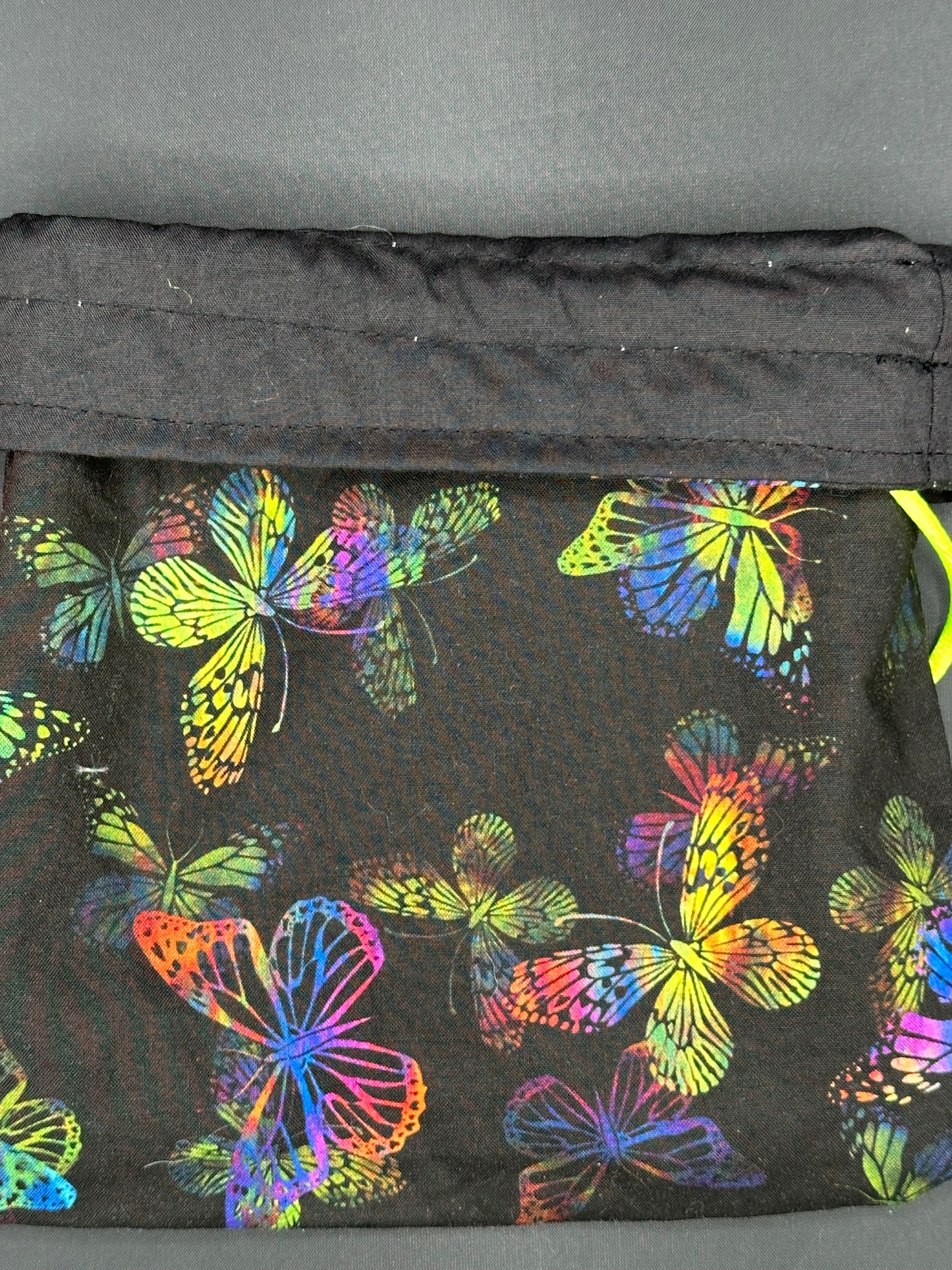 butterflies on black draw string