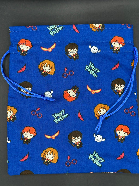 harry potter -character figures blue draw string