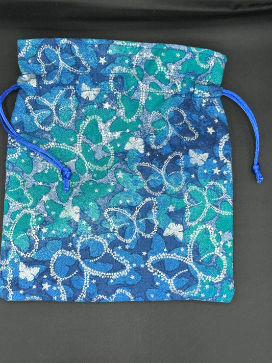 butterflies - blue and aqua draw string