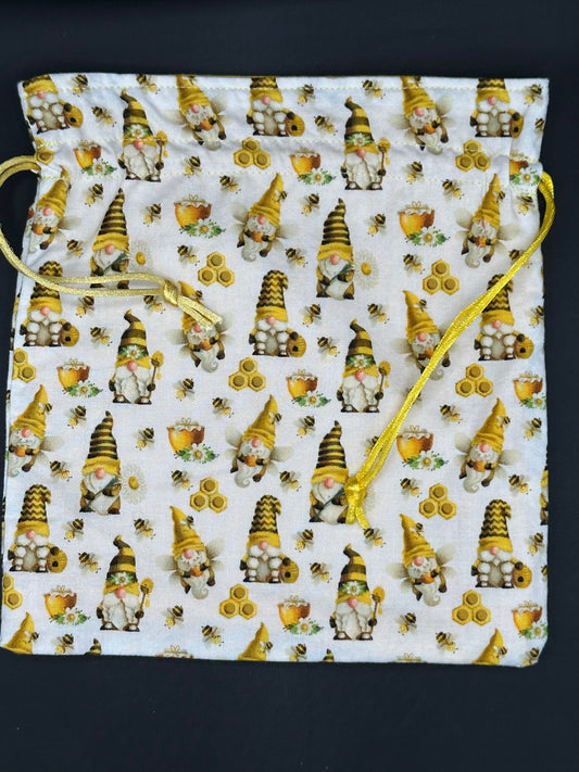 bumble bee gnome draw string bag
