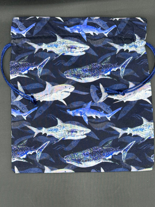 sharks draw string bag - navy