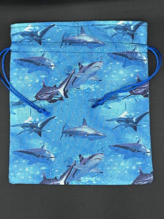 sharks draw string bag - light blue