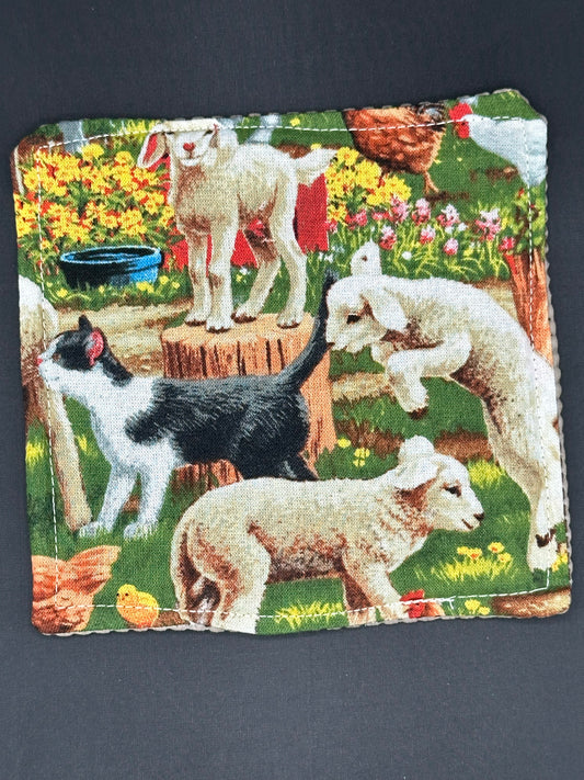 farm scene with lambs