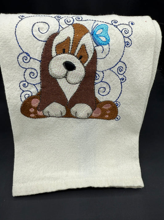 basset & butterfly - mylar towel