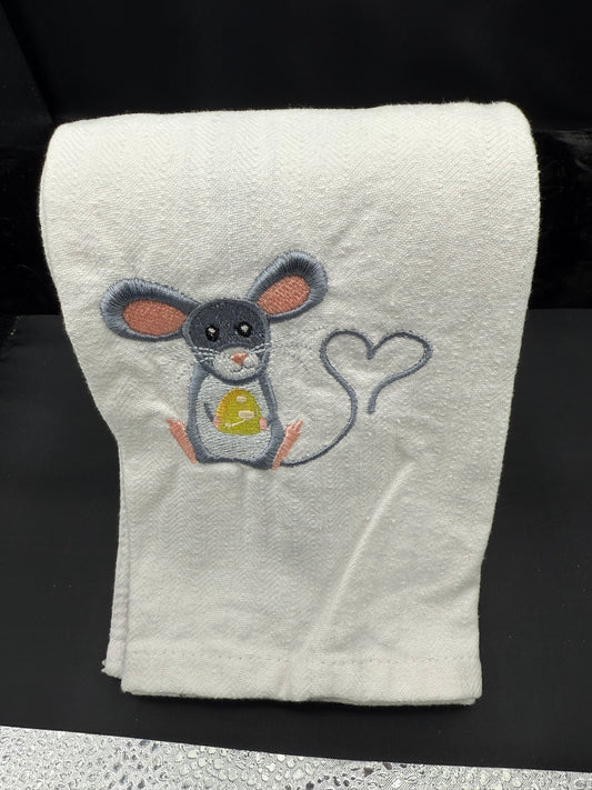 mouse with heart tail towel