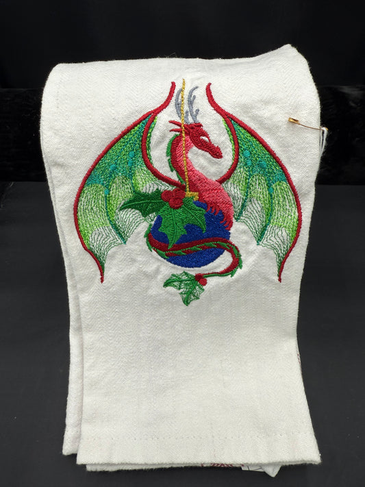 Christmas dragon on ornament towel