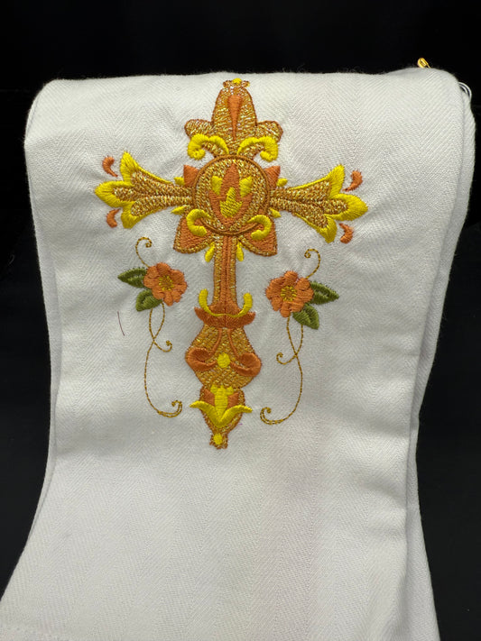Cross - yellow mylar towel