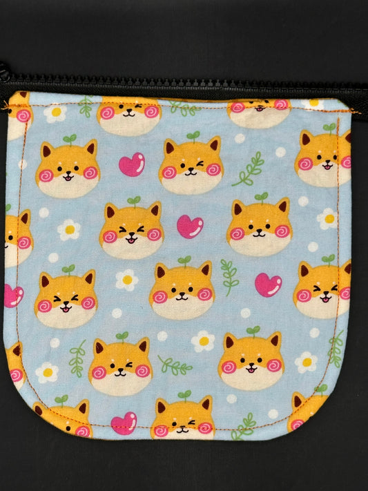 Happy Dog head and Hearts 7" purse flap