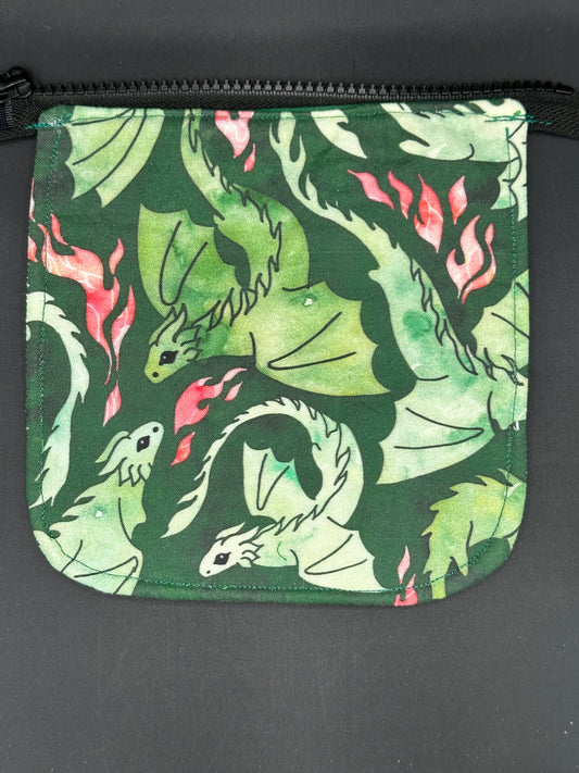 Green Dragons on green background 7" purse flap
